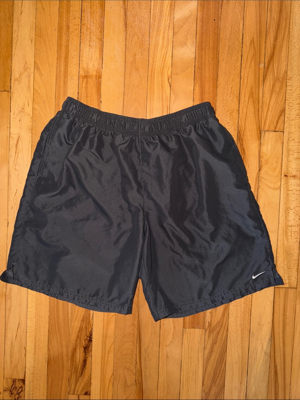 Nike Men's Dark Gray Athletic Shorts with Small Swoosh